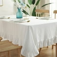 thumbnail image 4 of Cotton Table Cover For Dining Room Farmhouses Flounces Trim Ruffled Washable Stain Tablecloth Multiple Sizes, 4 of 17
