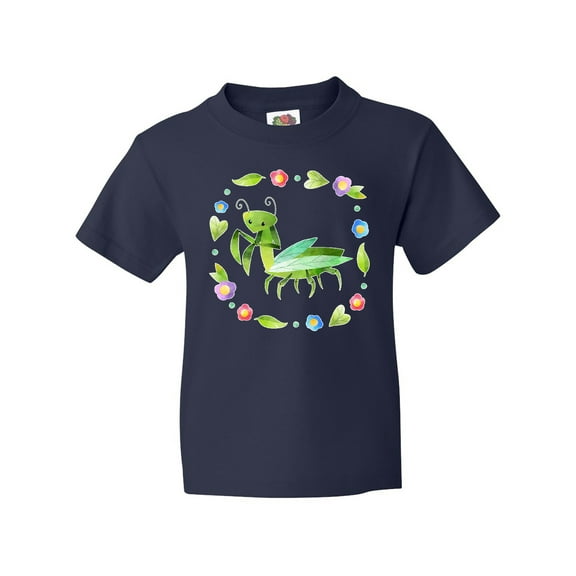 Inktastic Praying Mantis with Flowers and Leaves Youth T-Shirt