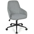 thumbnail image 1 of Gymax Chaise de Bureau d'Appoint en Lin, Chaise de Travail Pivotante à Roulettes Réglable avec Accoudoirs, 1 of 9