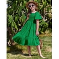 thumbnail image 2 of Arshiner Girls Summer Dress Tween Casual Smocked Swing Flowy Ruffle Midi Dresses with Pockets, 2 of 6