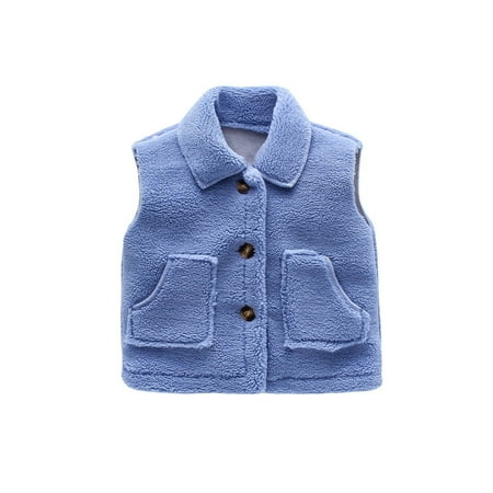 

Zlekejiko Kids Toddler Children Girls Boys Spring Winter Fleece Warm Thick Vest Clothes