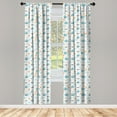 thumbnail image 3 of Ambesonne Orange Blue Curtains, Sailboat Seagull Fishes, Pair of 28"x63", Multicolor, 3 of 5