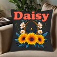 thumbnail image 5 of Set of 2 18x18in Throw Pillow Covers with Vibrant Floral Design - Sunflowers & Daisies on Dark Background Perfect for Couch Bed Car, 5 of 8