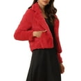 thumbnail image 5 of INSPIRE CHIC Women's Winter Fashion Loose Faux Fur Cropped Jacket Coat L Red, 5 of 7