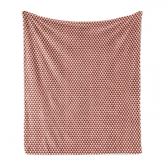 Geometric Soft Flannel Fleece Throw Blanket, Pattern of Triangles Bicolor Illustration Mosaic Style Grunge Composition, Cozy Plush for Indoor and Outdoor Use, 50" x 60", Ruby and Cream, by Ambesonne