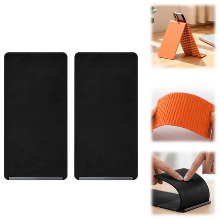 Flexible Silicone Aluminum Phone Holder Stand Bendable Rollable Foldable Design Universal Adjustable Anti-Slip Desktop Mount for Phone Tablet Laptop Portable Ergonomic Holder (Black * 2PCS)