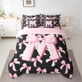 thumbnail image 2 of Manfei Letter Monogrammed M Bedding Comforter Set 7 Pieces for Boys Girls,Kawaii Ribbon Bow Full Bedding Set Lightweight,Dreamy Princess Fitted Sheet Flat Sheet,Lightweight Room Decor,Reversible, 2 of 8