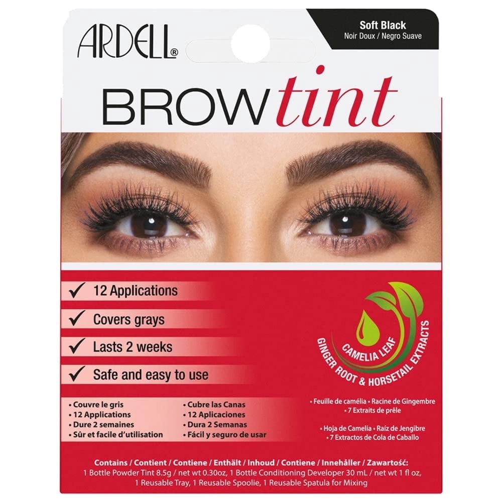 Ardell Eyebrow Tint Kit, Semi-Permanent Eyebrow Dye with Natural Extracts, Soft Black