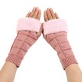 thumbnail image 1 of 1 Paire Femmes Gants Triangle Modèle Demi-Doigt Bras Couverture Gants Automne Hiver Extensible Tricot Gants Sans Doigts pour l'Extérieur, 1 of 10