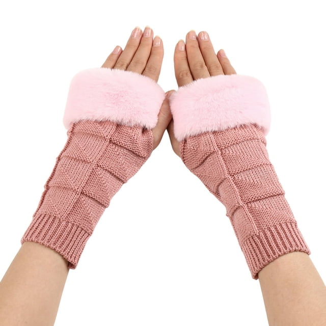 1 Paire Femmes Gants Triangle Modèle Demi-Doigt Bras Couverture Gants Automne Hiver Extensible Tricot Gants Sans Doigts pour l'Extérieur