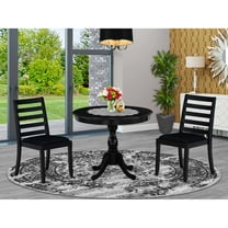 East West Furniture Antique 3-Piece Dining Set in Black Finish