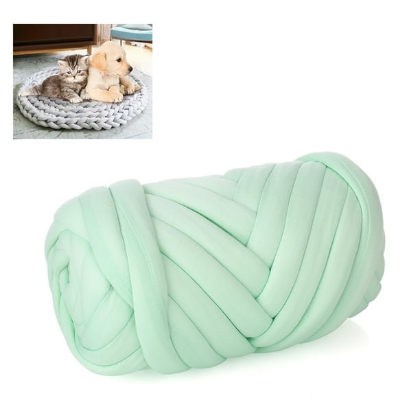 Cama para mascotas hecha a mano de algodón de hilo súper grueso, tejido de brazo suave y grueso, bricolaje, gato, perro, cama para mascotas, cueva, nido, cojín lavable, manta (25 metros / 82 pies) Irfora Hilo grueso