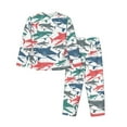 thumbnail image 2 of Junzan Colorful Shark Print Womens Pajama Sets,Long Sleeve Button Down For Women Pjs 2 Piece, 2 of 9