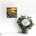 thumbnail image 3 of Acheng Black and White Gold Beach Wall Art Sea Sunrise Scenery Picture Canvas Print Framed Seascape Painting for Living Room Bathroom Wall Decor Home Decoration 12x12 in, 3 of 5
