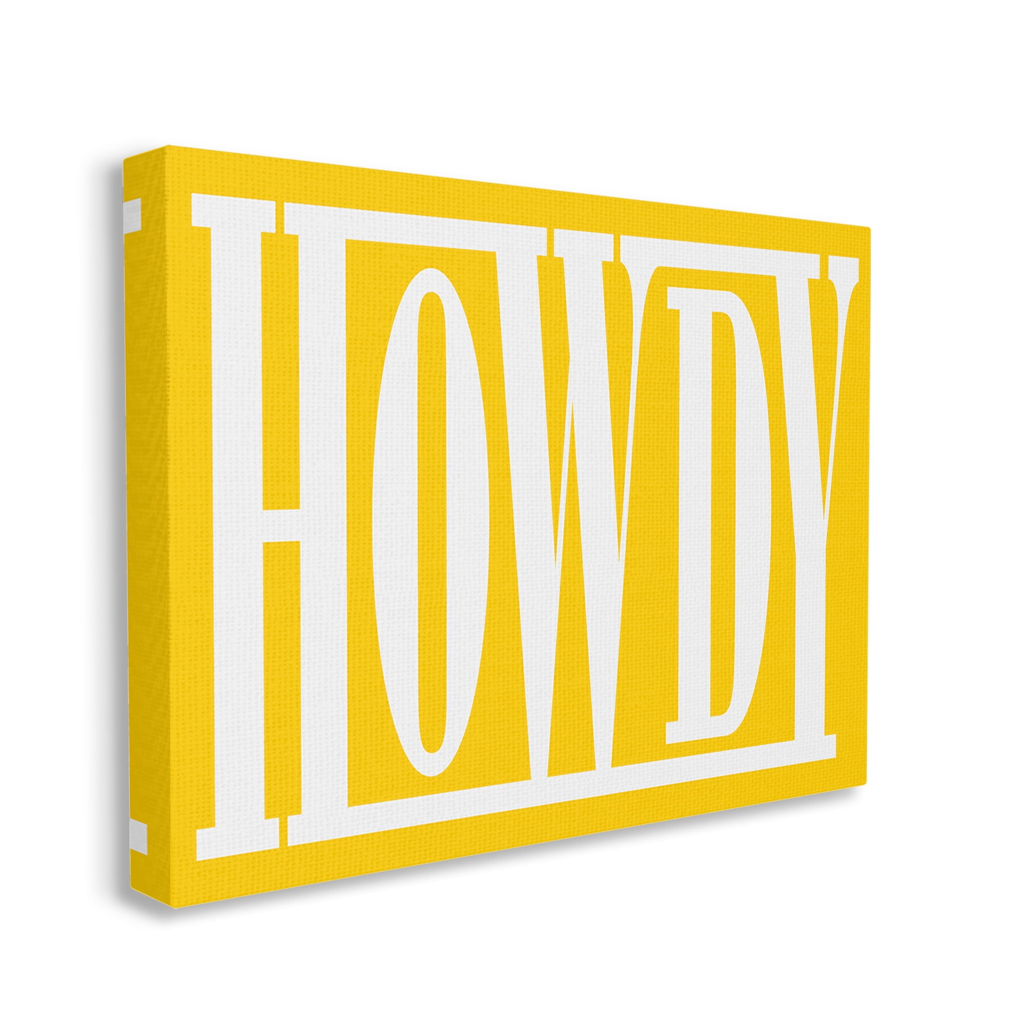 Stupell Industries Howdy Phrase on Yellow Typography Painting Gallery Wrapped Canvas Art Print Wall Art, 30 x 24