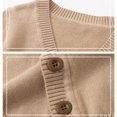 thumbnail image 6 of QUOTAY Classic V-Neck Button Up Sweater for Girls and Boys Comfortable Open Front Knit Cardigan Coat for Kids Casual Wear Khaki,3-4Years, 6 of 7