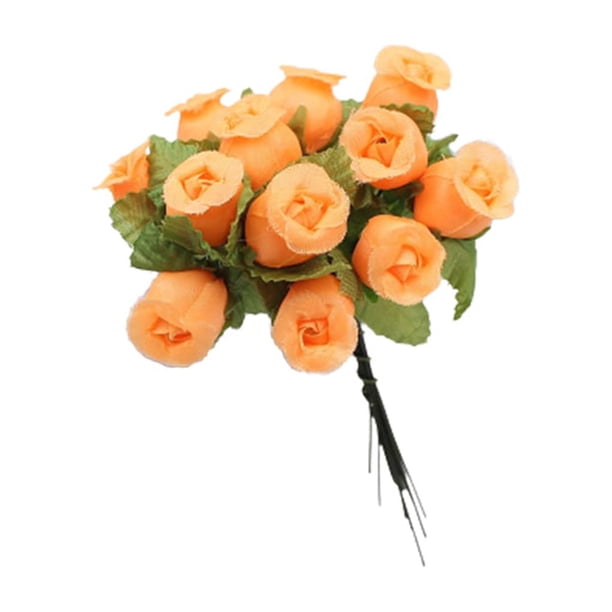 Naiovety Cabezas de flores artificiales, Mini ramo de rosas, hogar, boda, guirnalda DIY, plantas falsas, arreglo de fiesta, suministros de Kits de decoración para fiestas Naranja