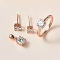 thumbnail image 2 of Moissanite Round Mix Stainless Steel 925 Sterling Silver Vermeil Rose Gold Plated Solitaire Ring Stud Solitaire Earrings Pendant Necklace Jewelry Set for Women Size 6 Ct 1.93 Birthday Gifts, 2 of 9