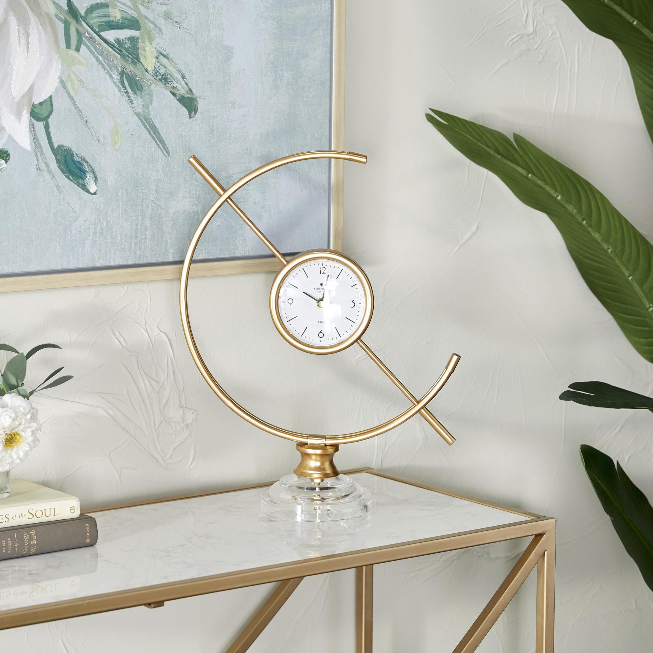 DecMode 16" Gold Metal Clock with Acrylic Base