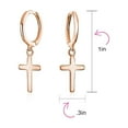 thumbnail image 4 of Bling Jewelry Womens Small Religious Cross Dangle Earrings Rose Gold Plated Sterling Silver Huggie, 4 of 4