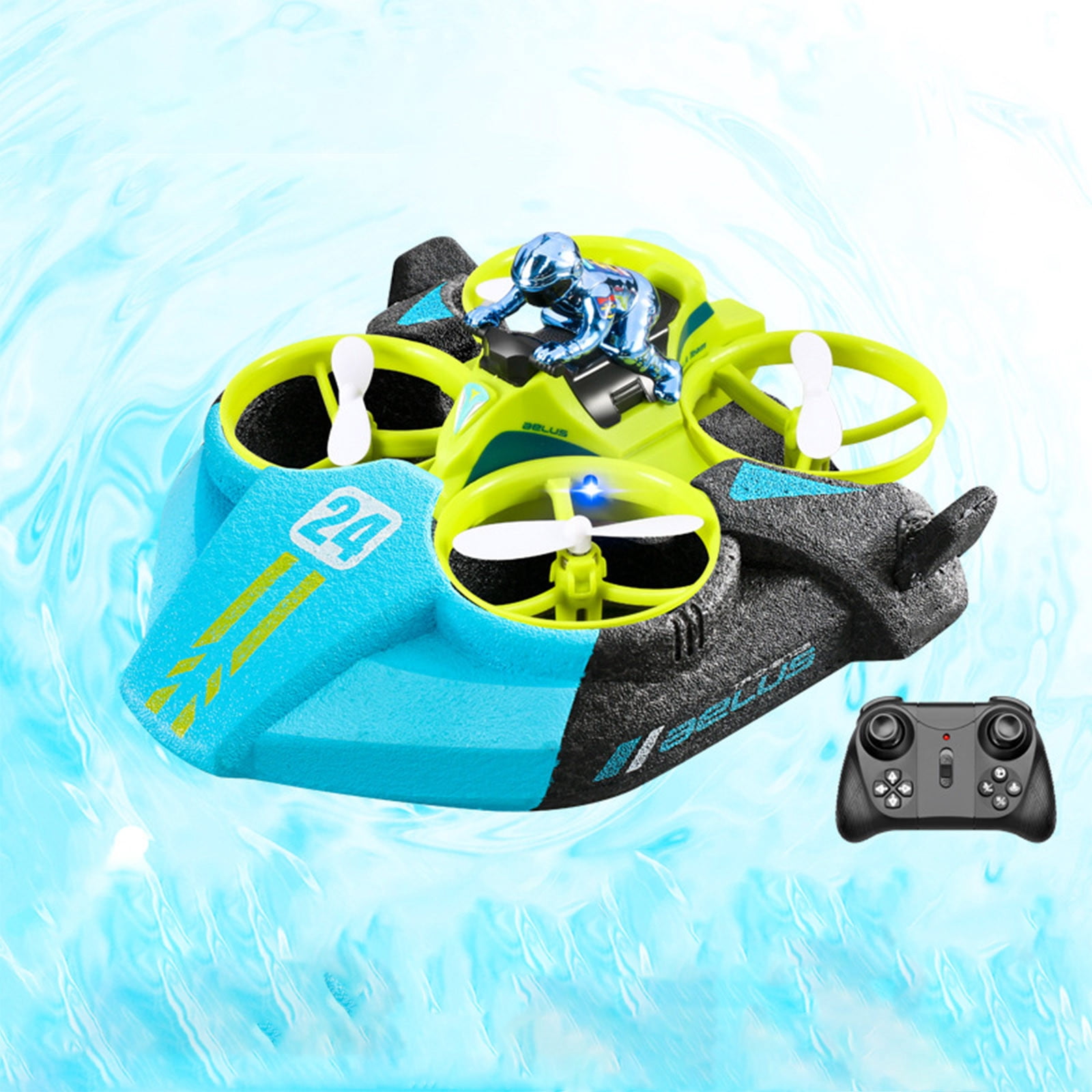 B Remote Control 3 In 1 Toy Helicopter Speedboat Drift Car Hovercraft For Land Water Air Play