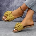 thumbnail image 4 of LOVZFMLL Women's Flat Sandals Summer Casual Bow Knot Round Toe Slippers for Beach Walking Slides Outdoor Open Toe Slip On Yellow 9.5, 4 of 5