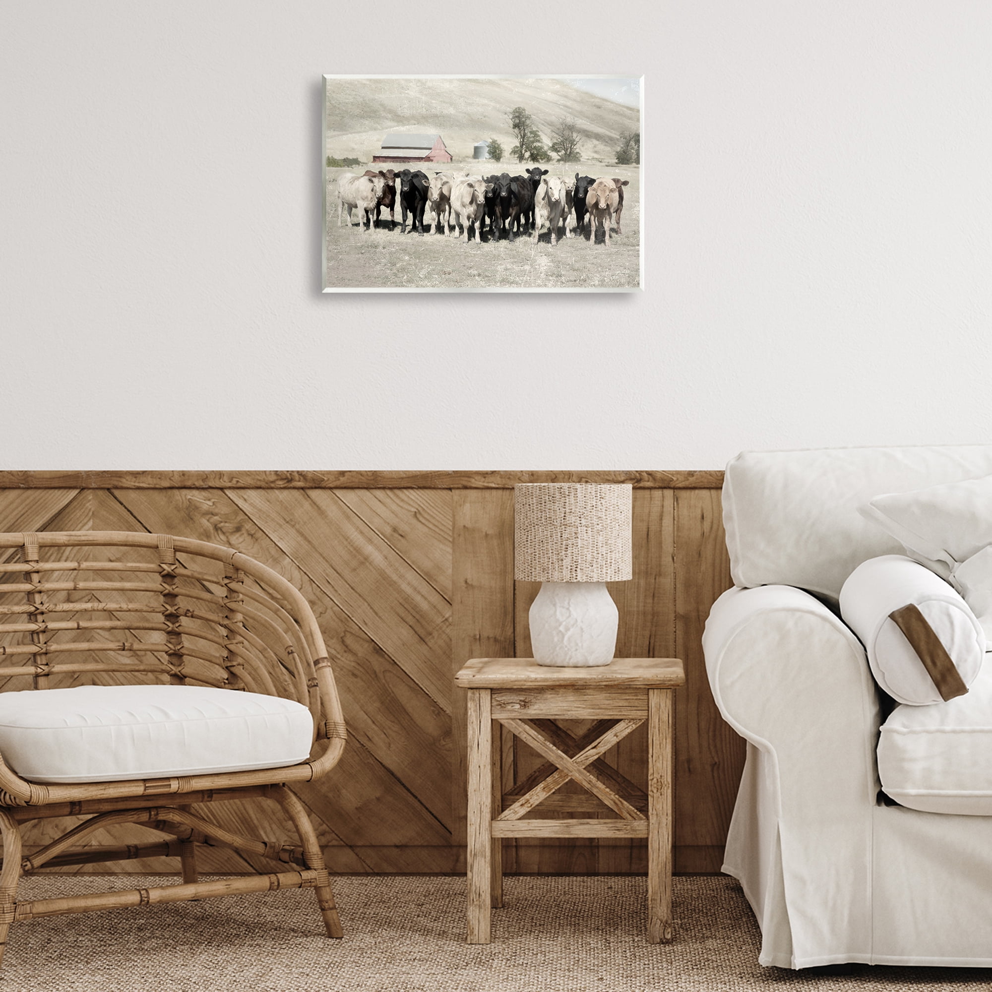 Stupell Industries Varied Cattle on Farm Landscape Painting Unframed Art Print Wall Art, 19 x 13