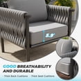 thumbnail image 2 of ECOPATIO Patio Furniture Set 3 Pieces, Modern Outdoor Furniture Sofa Bistro Sets with 6" Thickened Cushion, Metal Outdoor Couch Porch Pool Furniture(Grey), 2 of 10