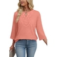 thumbnail image 5 of WIHOLL 3/4 Length Sleeve Summer Tops for Women Trendy Blouses V Neck Lace Shirt Beach Vacation Cruise Outfits, 5 of 11