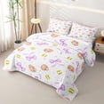 thumbnail image 3 of Feelyou Purple Watercolor Bowknot Bed Spread Queen for Girls, Bow Softball Glove Print Queen Coverlet Set, 3-Piece, 3 of 7