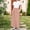 Pink, variant on Girl's Short Sleeve Dresses Trendy Casual Color Block T-Shirts Pleated Long Maxi Dress with Pockets 4-14 Years
