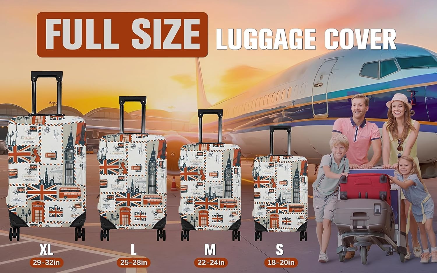 Luggage Cover Protector Travel Suitcase Covers Protective Skin for Carry On Baggage Fit 25-28 Inch Luggage