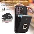 thumbnail image 5 of Compatible with Samsung Galaxy S22 Ultra 5G Wallet Phone Case Screen Protector Ring Crossbody Strap Stand Credit Card Holder RFID Cell Cover for S22ultra 22S S 22 S22ultra5g 6.8 Women Girls Black, 5 of 8