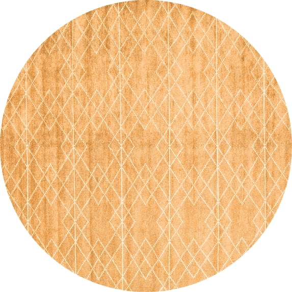 Ahgly Company Indoor Round Abstract Orange Contemporary Area Rugs, 6' Round