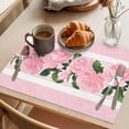 thumbnail image 3 of Valentine's Day Placemats Set of 2, Vintage Pink Roses Floral Green Leaf Pink Flower Stripes Non-Slip Place Mats Washable Table Mats for Kitchen Dining Table Decorations Indoor/Outdoor, 3 of 9