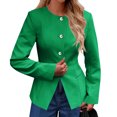 thumbnail image 3 of Solid Long Sleeveless Women Slim Fit Crew Neck Work Office Blazer Coat, 3 of 6