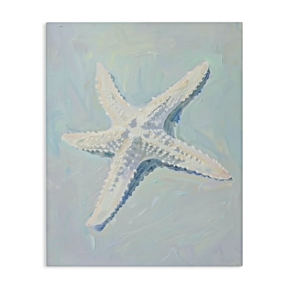 Stupell Industries Coastal Starfish on Blue Animals Painting Wrapped Canvas Art Print Wall Art, 16 x 20