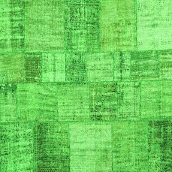 Ahgly Company Indoor Square Patchwork Green Transitional Area Rugs, 7' Square