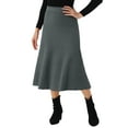 thumbnail image 4 of INSPIRE CHIC Women's Ribbed Knit A-Line Skirts Elastic High Waist Stretchy Sweater Midi Skirt XL Dark Gray, 4 of 6