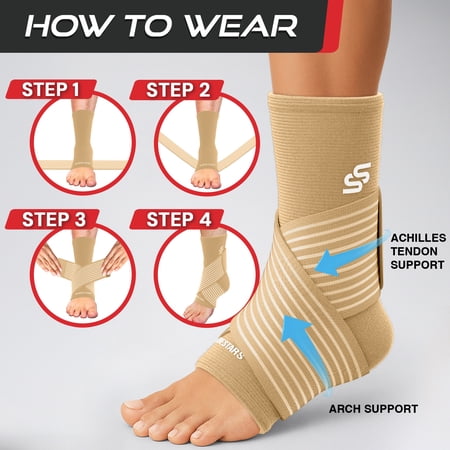 Sleeve Stars Ankle Brace for Sprained Ankle, Ankle Support for Women & Men, Single, Beige, Small