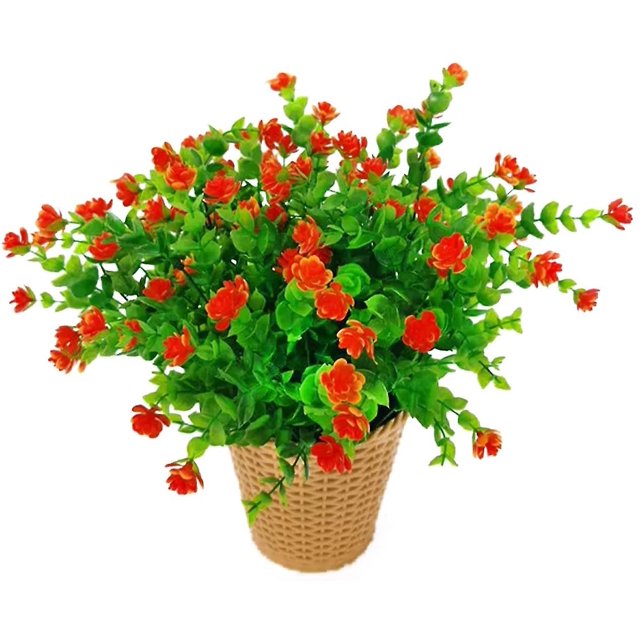2 piezas de flores artificiales de eucalipto, ramo de plantas verdes, flores de eucalipto falsas resistentes a los rayos UV (rojo) BR Rojo Verde