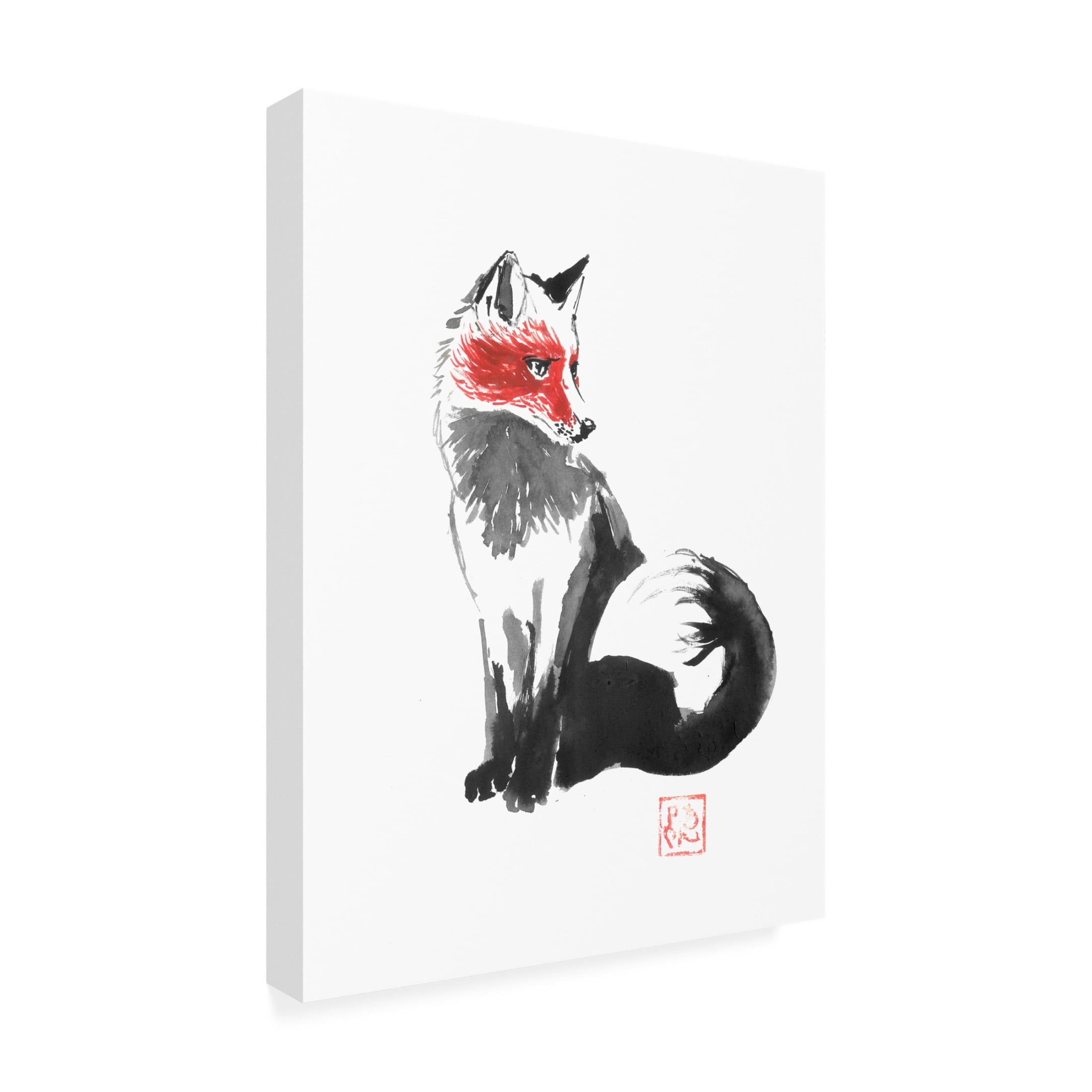 Canvas Wall Art - Pechane 'Fox' Wall Art for Living Room, Bedroom, or Office Décor by Trademark Fine Art - 35 x 47 Inches