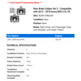 thumbnail image 2 of Rear Brake Caliper Set 2 - Compatible with 2013 - 2018 Acura RDX 3.5L V6 - Autopart Premium, 2 of 2