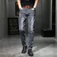 thumbnail image 4 of Pantalones de trabajo ajustados para hombre, pantalones vaqueros negros de invierno para hombre, pantalones ajustados de estilo coreano, moda informal Harajuku, 4 of 5
