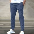 thumbnail image 5 of Men's Stretch High Multi Pockets Durable Pants Men Comfy Lightweight Drawsting Work Hiking Elastic Waist Stretch Comfy Work Dress Pants Blue M, 5 of 5