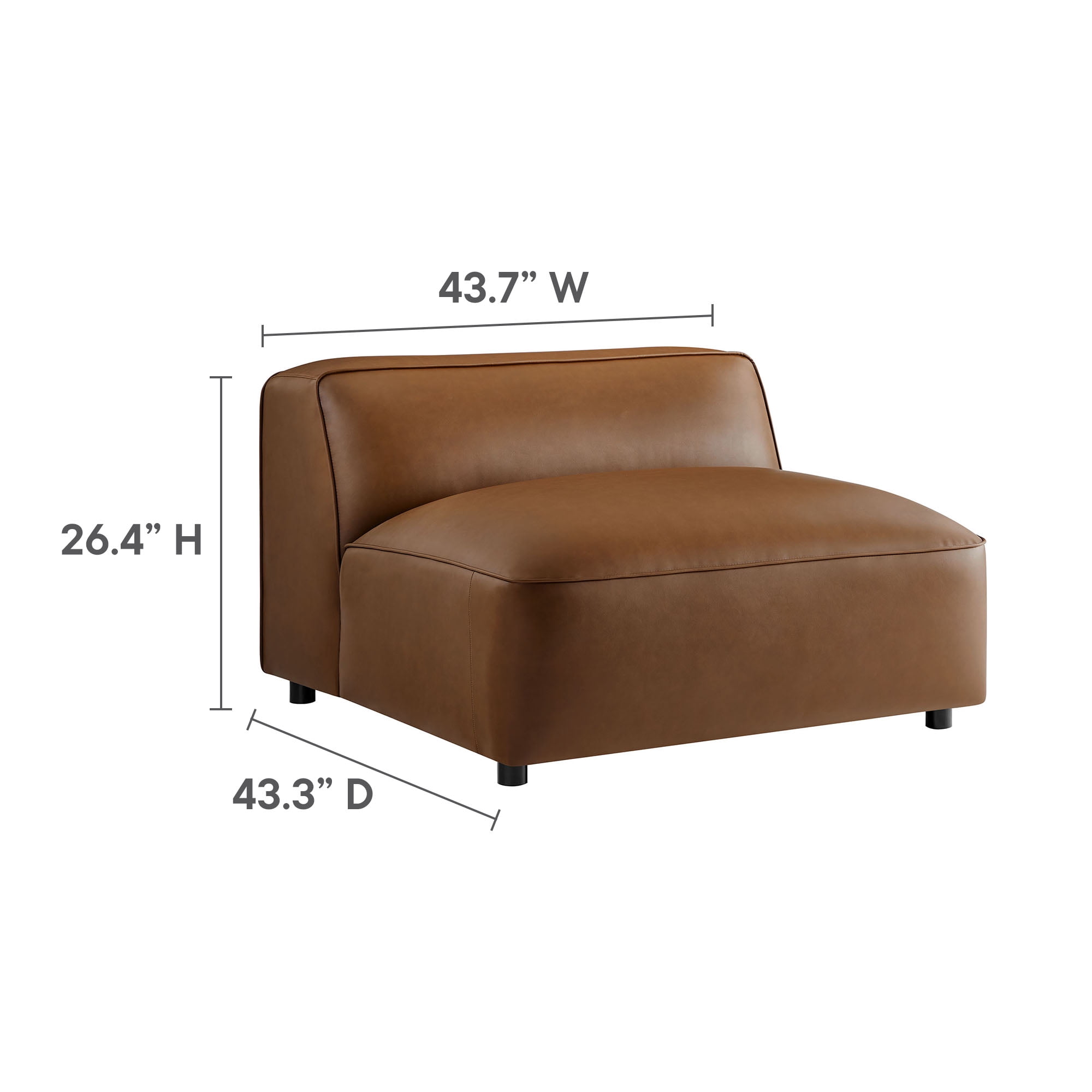 Modway Auren 5-Piece Leather Upholstered Sofa in Coffee