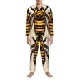 thumbnail image 3 of Salouo Honey Bee Print Button-Front Long Sleeve Pajama Set for Men, Soft 2Pjs Men's Long Sleeve Sleepwear-Small, 3 of 7