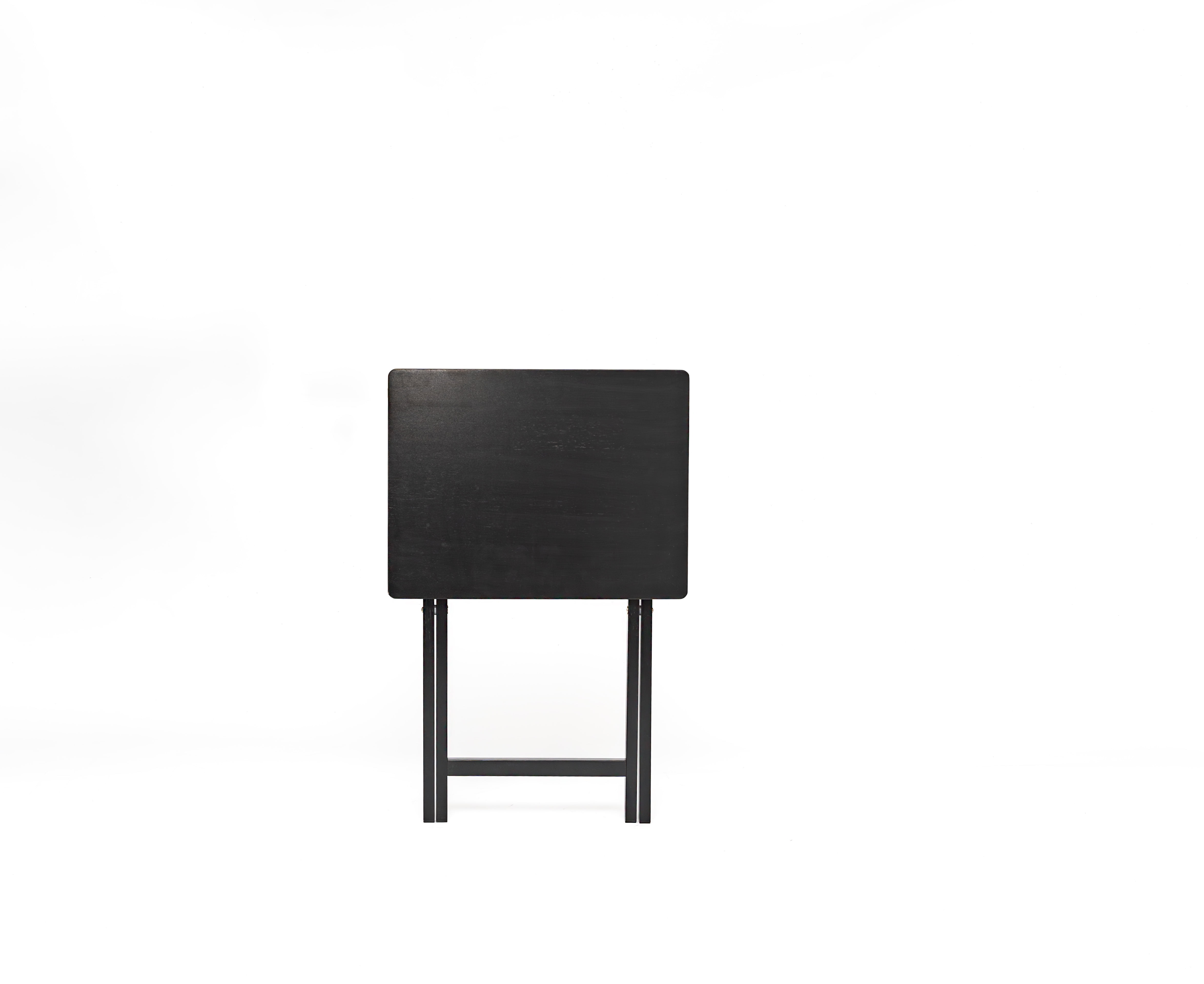Mainstays Rubberwood Folding TV Tray Table, Black (Set of 2)