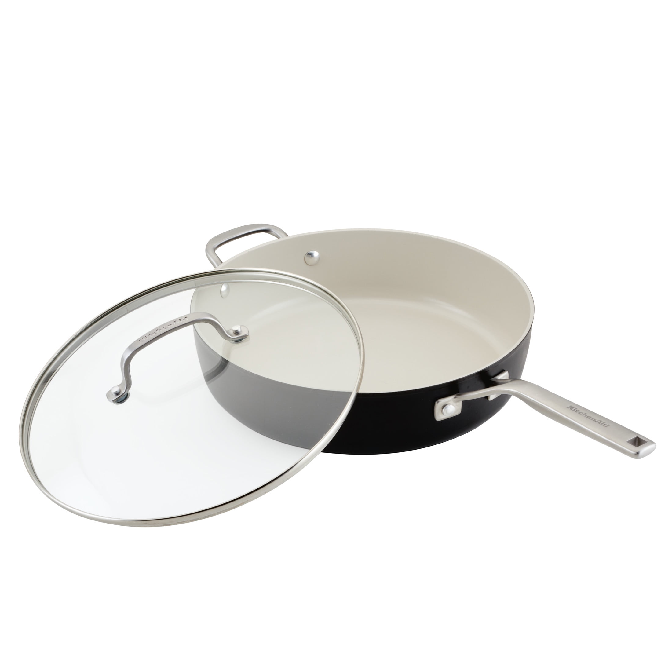 KitchenAid Hard Anodized Ceramic Nonstick Sauté Pan with Lid, 5-Quart, Pistachio