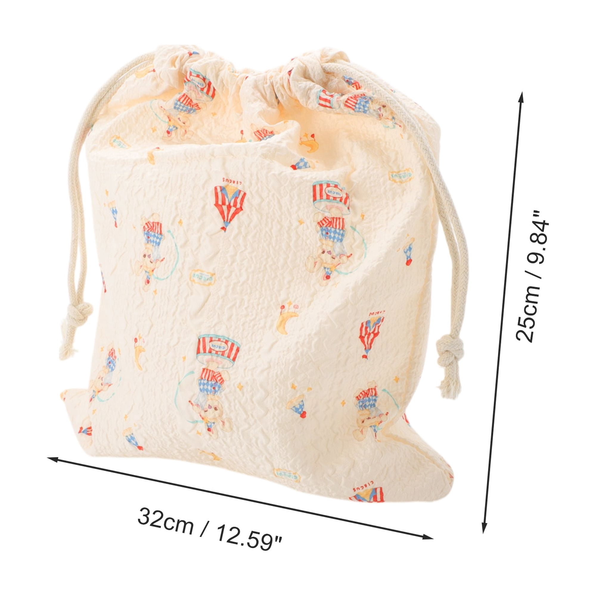 Unique Bargains 1 Pc Music Box Rabbit Drawstring Makeup Bag for Travel Beige 9.84 in
